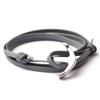 Preto simples estilo coreano moda personalidade retrô tipo âncora versátil dupla camada couro casal pulseira tecida à mão joia