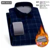 Camisa de Lã de Alta Qualidade com Forro de Lã de Inverno, Xadrez Grossa para Homens, Casual de Negócios, Meia-Idade, Manga Longa, Luxo Leve, Não Amassa