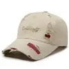 Boné de Baseball Bordado com Letras Desgastadas Estilo Europeu e Americano Transfronteiriço, Boné de Sol para Casal, Chapéu Versátil da Moda para Estilo de Rua