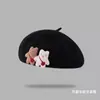 Bonito Sombrero Boina de Peluche para Mujer Otoño Invierno Rojo Panda Rojo Gato Dibujos Animados Sombrero de Pintor Versátil Estilo Japonés Sombrero de Lana Transfronterizo