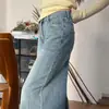 Jeans retro americanos desgastados de dobladillo curvo para mujer, nuevo modelo 2026, de cintura alta, adelgazantes, elegantes, pantalones holgados de pierna ancha