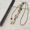 Collar de Cuerda Trenzada de Caballo Vintage para Mujer, Cadena Larga de Lujo Ligero de Alta Gama, Cadena para Suéteres Otoño/Invierno, Accesorio Colgante
