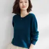 Primavera y Otoño Nuevo Estilo Tejido de Punto para Mujer Cuello Redondo Color Sólido Manga Larga Suéter Delgado Casual Versátil Estilo Coreano Top Capa Base