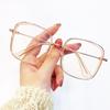 Gafas lisas de montura cuadrada grande estilo coreano para mujer, rojo neto, lisas, verde mate, rojo, anti luz azul, gafas para miopía, cara grande para hombre