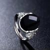 Ágata Verde Calcedonia Plata Antigua Anillo Abierto Anillo Corona Diamante Hueco Mariposa Ajustable Anillo Estilo Étnico Fabricante