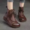 Botines planos de estilo étnico retro para mujer, nueva colección otoño/invierno 2026, modernos, de suela suave, versátiles, cómodos, de punta redonda, botines tipo mom
