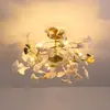 Lámpara de araña para restaurante, larga lámpara de araña vintage estilo francés de magnolia, con ramas en forma de aluminio, para villa, iluminación artística de diseño de sala de estar de lujo ligero