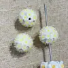 Nova Caneta de Flor de Argila Resistente com Contas Bola de Strass Furo Reto Contas DIY Chaveiro de Celular Acessórios de Corrente para Bolsa
