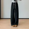 Super modeladores e confortáveis de usar~ Calça casual de corte reto estreito com cordão na cintura elástica e color blocking feminina nova outono inicial 2026 H092213