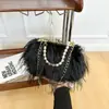 Nueva Bolsa de Felpa Retro Estilo Chino para Mujer Bolso con Borla Cadena de Perlas Bolsa de Felpa Estilo Hada Cruzada Color Sólido Bolso de Mano