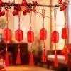 Cartões de Desejo de Ano Novo Mensagem de Bênção Pequenos Pingentes DIY Pingente de Lanterna Vermelha Acessórios de Borla Decoração de Casamento Enfeites Pendurados Festivos