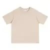 250g 32 Hilos Hilo Doble Algodón Puro Marca de Moda Hombro Caído Cuello Redondo Manga Corta Camiseta Casual Color Sólido Unisex Estampada Directo de Fábrica