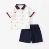 Conjunto de Duas Peças de Manga Curta Estilo Preppy Europeu e Americano para Meninos Verão Bebê Camiseta Baby Camisa Polo Exportação