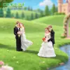 Figuritas de pareja de novios de rosa miniatura para micropaísajes, accesorios de decoración DIY para casas de muñecas, pequeños adornos de escritorio