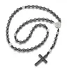 Collar Retro Religioso Personalizado No Magnético Transfronterizo Europeo y Americano Colgante de Piedra Natural con Cuentas Hecho a Mano Rosario