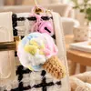 Adornos Colgantes Tejidos a Mano, Juguetes de Ganchillo con Pompones de Hilo Sabor Helado, Llaveros de Regalo, Pequeños Regalos de Máquina de Muñecas Exquisita