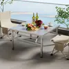 Mesa Plegable de Acero Inoxidable para Comedor en Casa, Habitación de Alquiler, Barbacoa al Aire Libre, Puesto Portátil para Mercado Nocturno, Mesa Redonda y Cuadrada