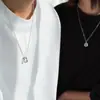 Collar para Pareja Anillo de Mobius Corazón de Tres Segundos Mismo Estilo del Pequeño Libro Rojo Cadena para Clavícula de Lujo Ligero Nicho de Gama Alta para Novia