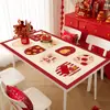 Mantel Individual de Año Nuevo, a Prueba de Aceite, Impermeable, Mantel sin Lavado, Nuevo Estilo 2026, Lujo Ligero, Mantel de Mesa de Café Rojo de Gama Alta