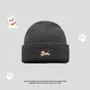 Gorro de lã com letras R estilo coreano para outono e inverno, padrão R, para homens e mulheres, com gorro de malha simples versátil, gorro quente à prova de frio