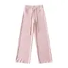 Estilo Relaxado Hot Girl Calças Casuais Largas Moda Feminina Versátil Emagrecedor Cintura Alta Calças de Perna Larga Esportivas Calças Longas