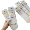 Meias Amarelas Finas de Verão para Mulheres, Meias de Cano Médio, Meias Slouch de Algodão Macio Australiano, Meias Longas Bordadas Fofas Japonesas, Meias Femininas