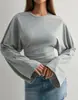 Ropa de Mujer de Otoño 2026 Transfronteriza Europea y Americana Estilo Amazon Elegante Color Sólido Cuello Redondo Manga Larga Ceñido a la Cintura Casual