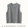 Cárdigan de rombos grueso suelto Chaleco de punto de cachemira para mujer Otoño e Invierno 2025 Chaleco de lana Chaleco Cardigan con cremallera