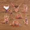 Accesorios para Joyería DIY de Aleación de 2 Colores Charm de Esmalte Dorado Kc Pistola de Vaquero Occidental Sombrero Botas Colgante de Cabeza de Toro