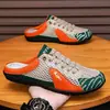 Zapatos casuales nuevos de talla grande 39-47, pantuflas planas, zapatos casuales cerrados de verano para hombre, zapatos perforados transpirables