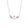 Colar de prata esterlina 925 com nó de laço, moda feminina, combinação completa, corrente de clavícula de flores, pingente de zircônia e pedra da lua