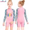 Traje de Baño Nuevo de Verano para Niños Traje de Neopreno Dividido para Mujer Protección Solar Traje de Pantalón Corto de Manga Larga Traje de Baño de Secado Rápido para Playa para Niños