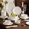 Estilo Retro Francês Cerâmica Branca Pura Cerâmica Embossada Louça Tigela de Jantar Prato de Sobremesa Conjunto de Tigela e Prato Estilo Ocidental Xiaohongshu