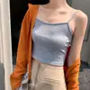Chaleco Básico de Verano Versátil Tirantes Finos Espalda Bonita Prenda Exterior para Mujer Corto Bm Base Sin Mangas Top Interior