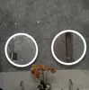 Producción de fábrica espejo de aleación de aluminio redondo marco de ingeniería dormitorio espejo LED 3 colores espejo de maquillaje espejo de baño de hotel
