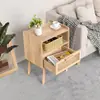 Mesa de noche de ratán Estilo bohemio Hogar Sala de estar Sofá Estante de almacenamiento Dormitorio Cajón de mesita de noche Gabinete de almacenamiento