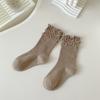 Meias Femininas para Primavera e Outono, Estilo Doce de Princesa com Bordas Franzidas e Laço, Combinadas com Saias, Meias de Cano Alto Infantis para Outono