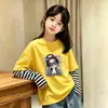 Camiseta de manga larga para niña, algodón puro, top estampado lindo para primavera y otoño, colección de otoño, diseño de look en capas, ropa para niñas