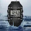 SYNOKE cuadrado retro deportivo moda estudiante electrónico reloj impermeable hombre multifuncional exterior luminoso