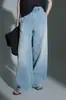Calça Jeans Wide Leg Minimalista de Alta Qualidade com Caimento Relaxado, Calça Jeans Wide Leg de Cintura Alta, Jeans Wide Leg Solto Comprido