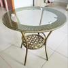 Mesa Redonda Pequena de Armazenamento para Varanda Moderna Simples Rattan Vidro Mesa de Centro Redonda Mesa de Jantar Redonda Mesa de Centro Pequena Mesa de Lazer Mesa de Jantar
