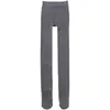 Leggings de algodão com listras verticais para mulheres, outono e inverno, podem ser usados fora, cintura alta, modelador, meia-calça com pé, macio e elástico, cinza, quente, outono
