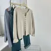 Suéter Base Manga Longa Gola V Damasco Feminino 2026 Outono/Inverno Novo Estilo Petite Malha Roupa Íntima Pode Ser Usada Como Top