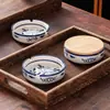Novo Cinzeiro de Cerâmica Estilo Chinês Caixa de Bitucas para Uso Doméstico Cinzeiro Redondo Retro para Hotel Comercial com Tampa Anti-Cinzas Cinzeiro Redondo para Restaurante