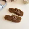 Pantuflas de Exterior para Niñas 2025 Verano Nuevo Estilo Coreano Moda Niña Pequeña Sandalias Trenzadas de Princesa Pantuflas