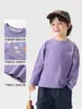 Camiseta de manga longa 100% algodão YOOOU para meninos 2026 outono nova camiseta base infantil para crianças pequenas primavera e outono