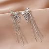 Agulha de prata 925 Japoneses e Coreanos Cisne de Diamante brincos elegantes da moda brincos de franja longa de strass brincos