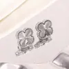 Juego de joyería de trébol de cuatro hojas, acero de titanio, oro real de 18 quilates, pulsera grabada, collar, pendientes, juego de tres piezas de trébol de cuatro hojas, entrega transfronteriza