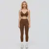 Conjunto de Ropa Deportiva de Yoga Sin Costuras Transpirable de Alta Elasticidad con Sujetador Deportivo y Pantalones Largos Conjunto para Correr Deportes Fitness