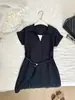 Moda Casual Versátil de Verano 2026 Falda Corta Vestido de Manga Corta con Solapa Falso de Dos Piezas para Mujer